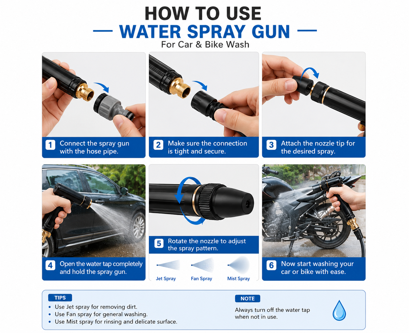 Water Spray Gun for Car & Bike Wash