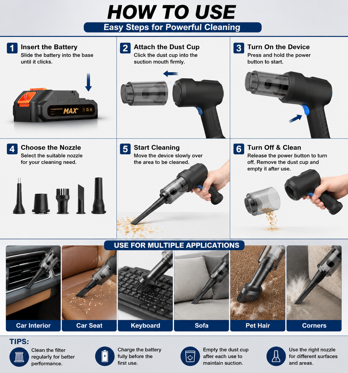 USB Rechargeable Wireless Handheld Cleaner