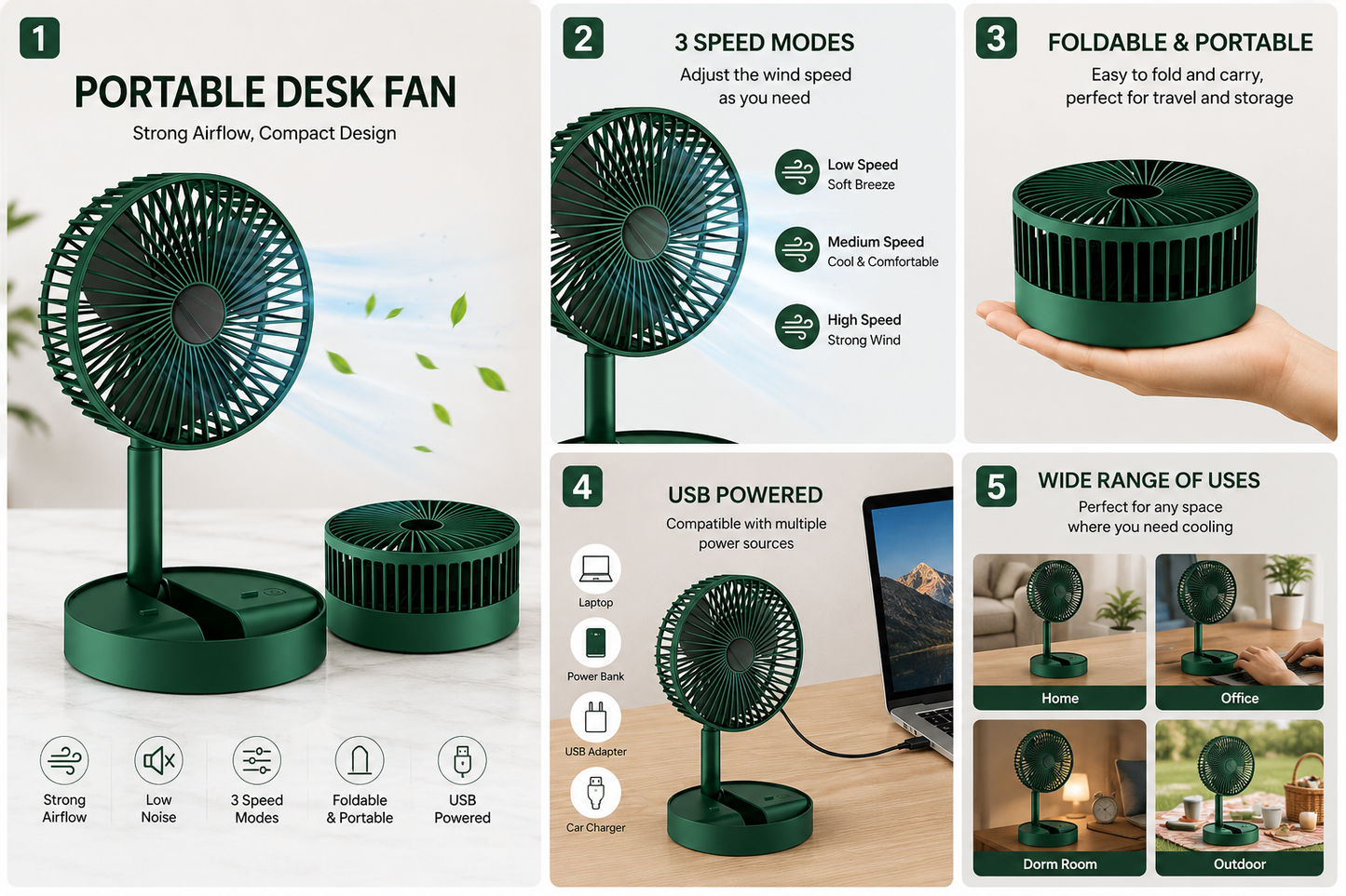Portable Desk Fan,Foldable Fan