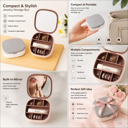 Travel Jewellery Box – Compact Organiser for Rings, Earrings & Necklaces