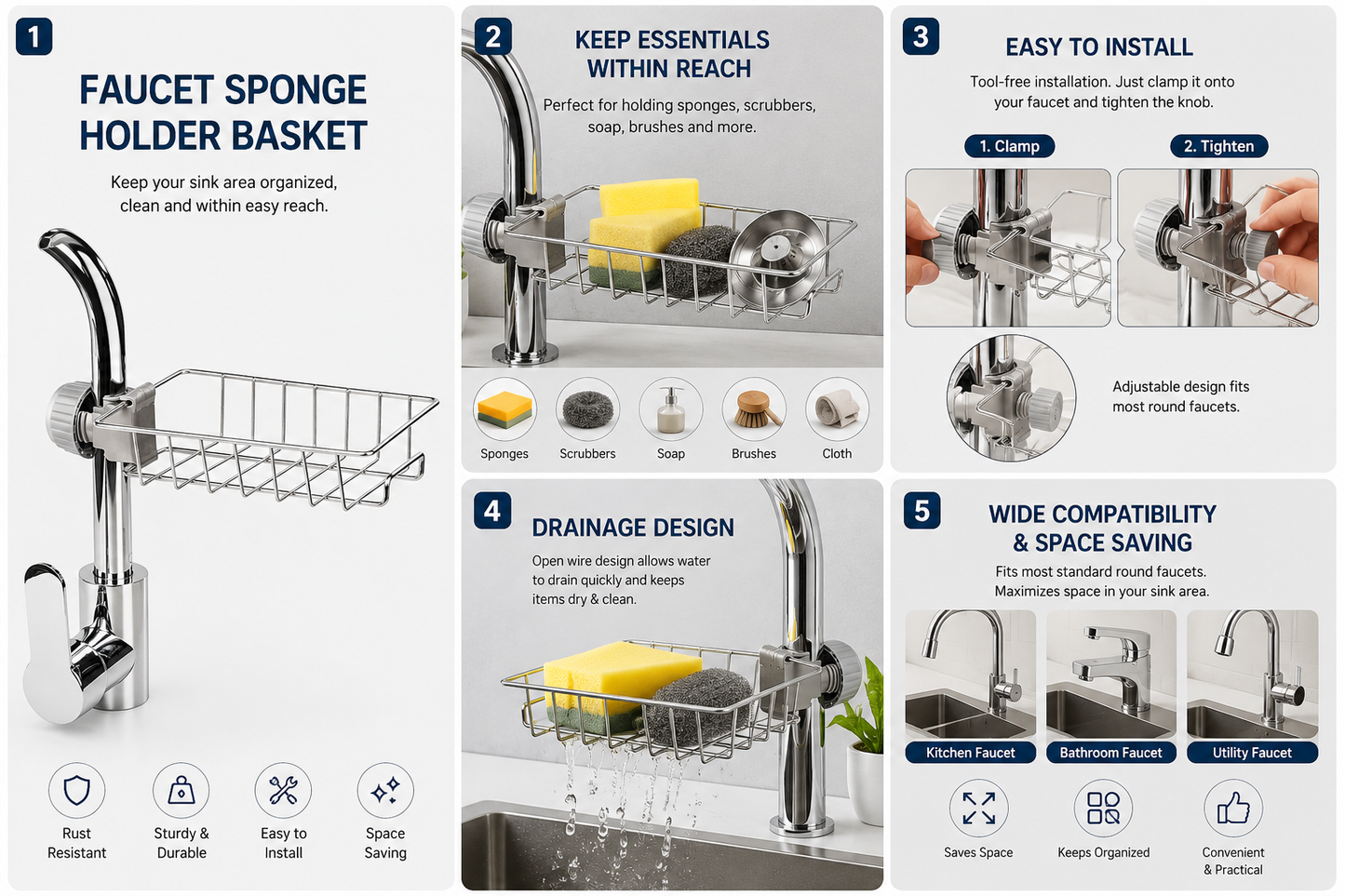 Kitchen Sink Sponge Holder