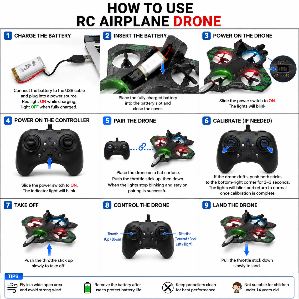 Remote Control Fighter Drone for Kids & Adults