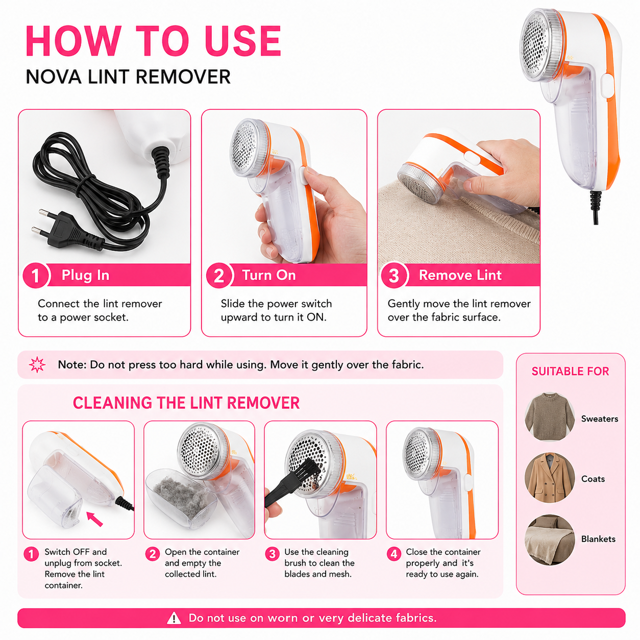 Lint Remover for Clothes – Fabric Cleaner Tint and Dust Remover