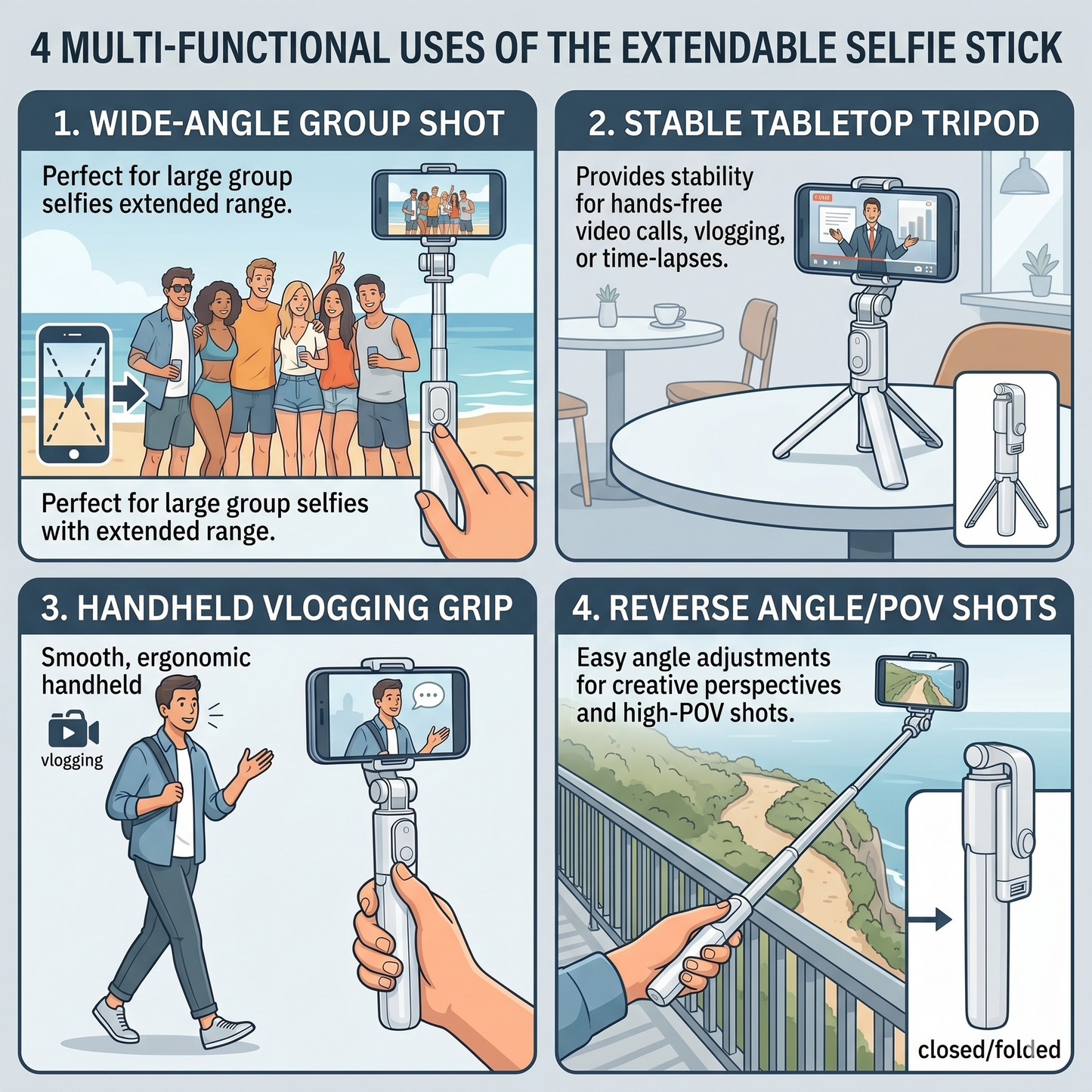 Selfie Stick,Extendable Selfie Stick
