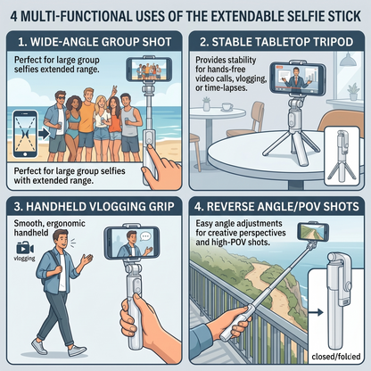Extendable Selfie Stick – Bluetooth Remote & Tripod Stand