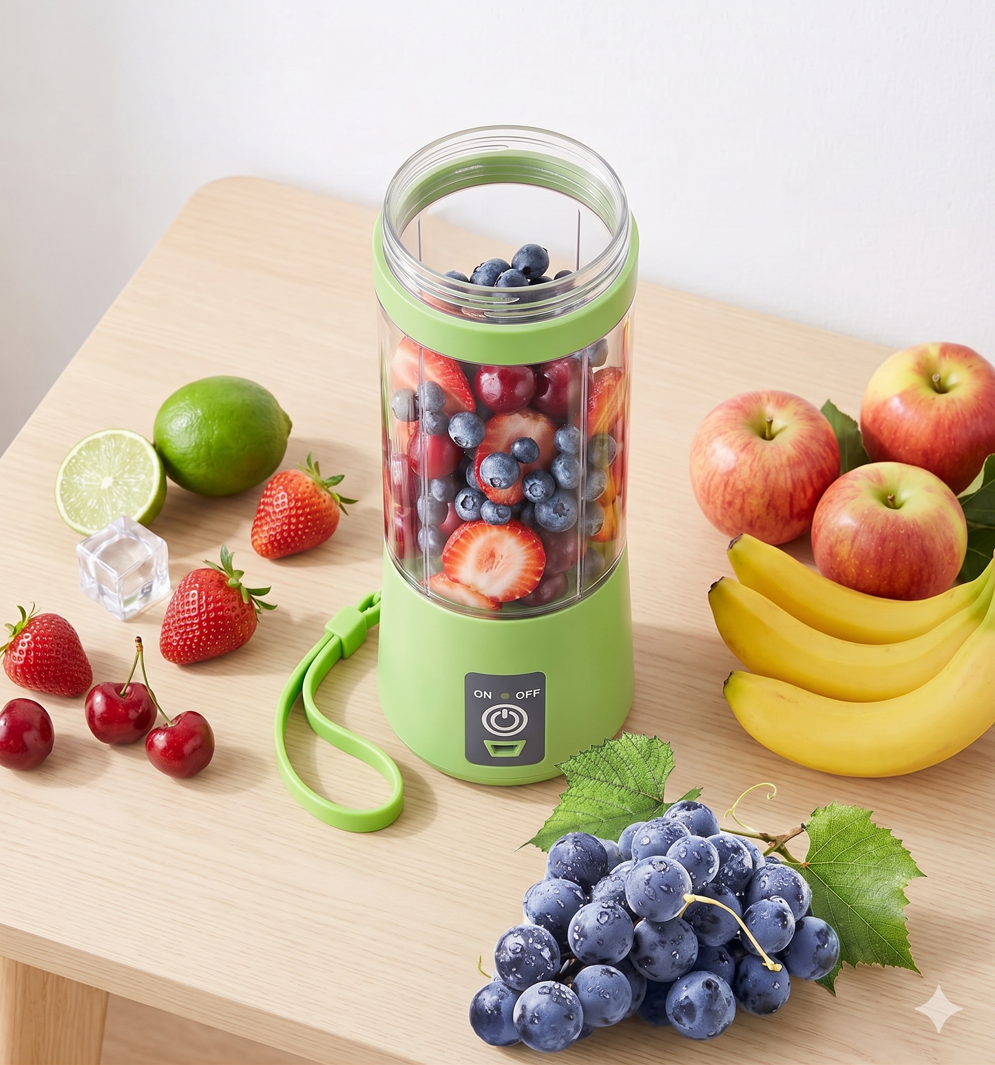 Mini Blender Fruit Mixer Machine Portable Electric Juicer grinder Cup 380ML Personal Blender USB Rechargeable Fruit Blender Juicer Mixer for Home Office Outdoor (MULTI) (PLASTIC)