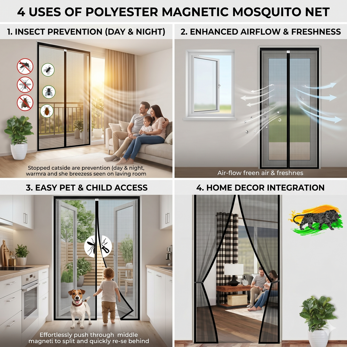 Polyester Magnetic Mosquito Net for Door