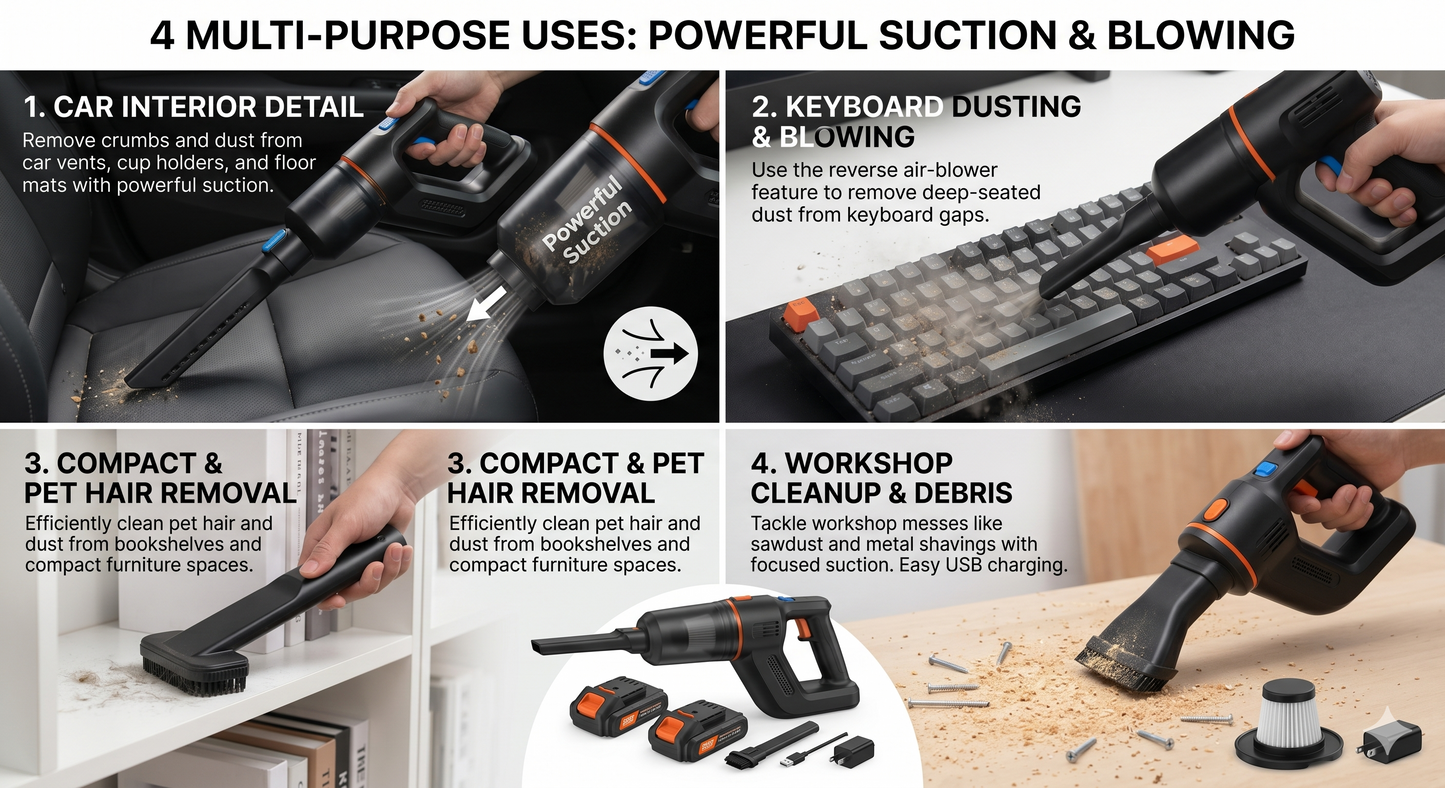 USB Rechargeable Wireless Handheld Cleaner