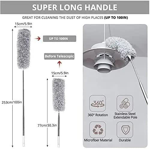 Microfiber Duster with Extendable Steel Pole – Reach Every Corner