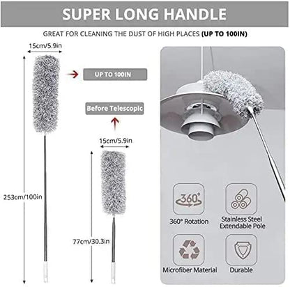 Microfiber Duster with Extendable Steel Pole – Reach Every Corner