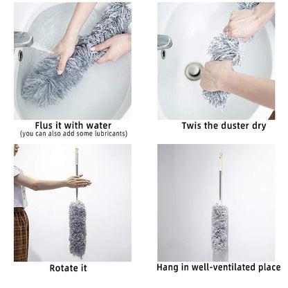 Microfiber Duster with Extendable Steel Pole – Reach Every Corner