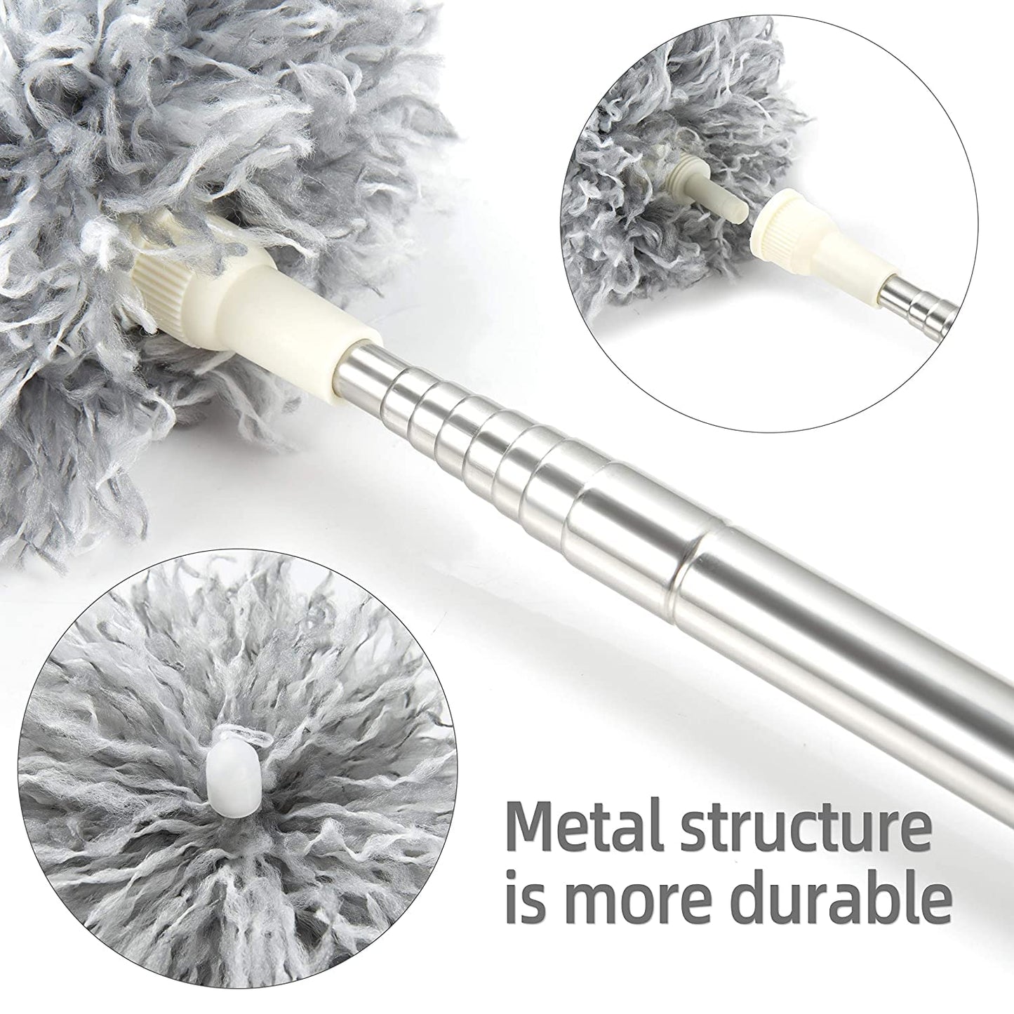 Microfiber Duster with Extendable Steel Pole – Reach Every Corner
