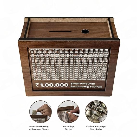 Wooden Piggy Bank for Kids & Adults