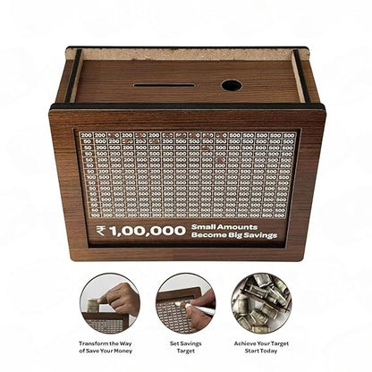 Wooden Piggy Bank – Savings Box for Kids & Adults