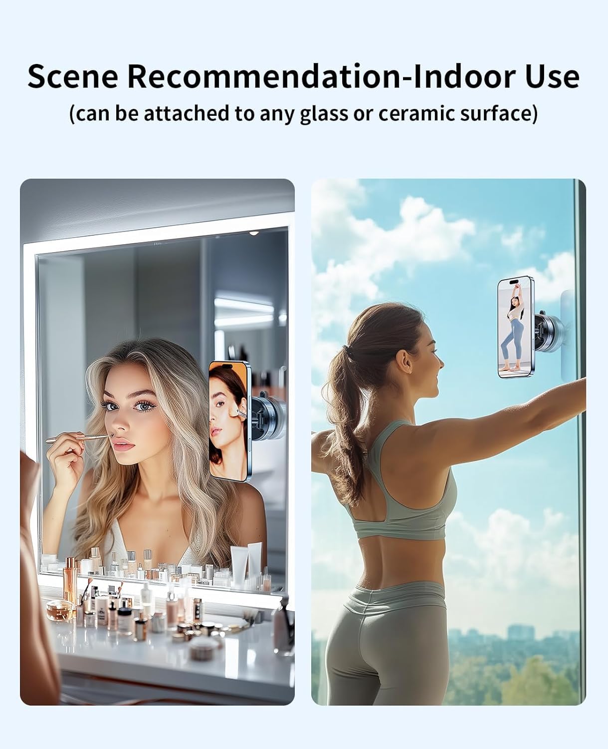 Vaccum Magnetic Phones Holder, Magnetic Car Phone Mount, Hands-Free Suction Cup Phones Holder for Car/Gym/Mirror/Shower, Car Mount Compatible with All Mobile (Extended)