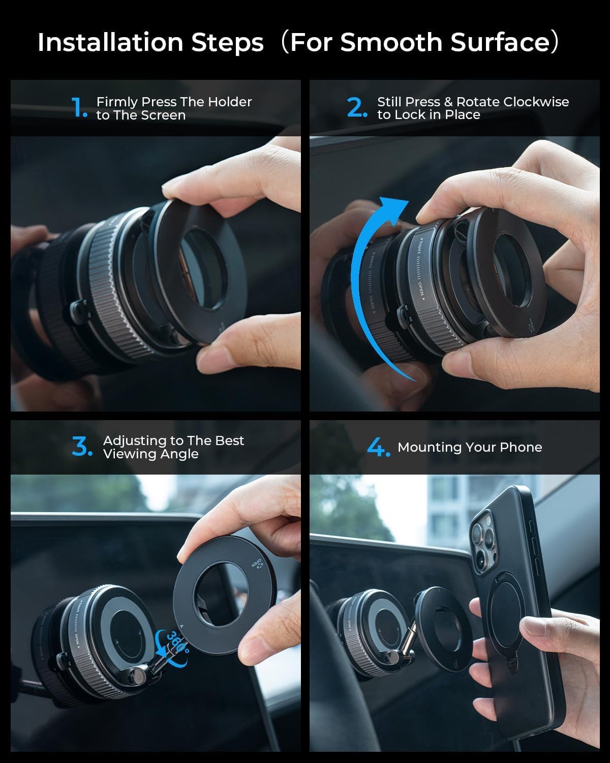 Vaccum Magnetic Phones Holder, Magnetic Car Phone Mount, Hands-Free Suction Cup Phones Holder for Car/Gym/Mirror/Shower, Car Mount Compatible with All Mobile (Extended)